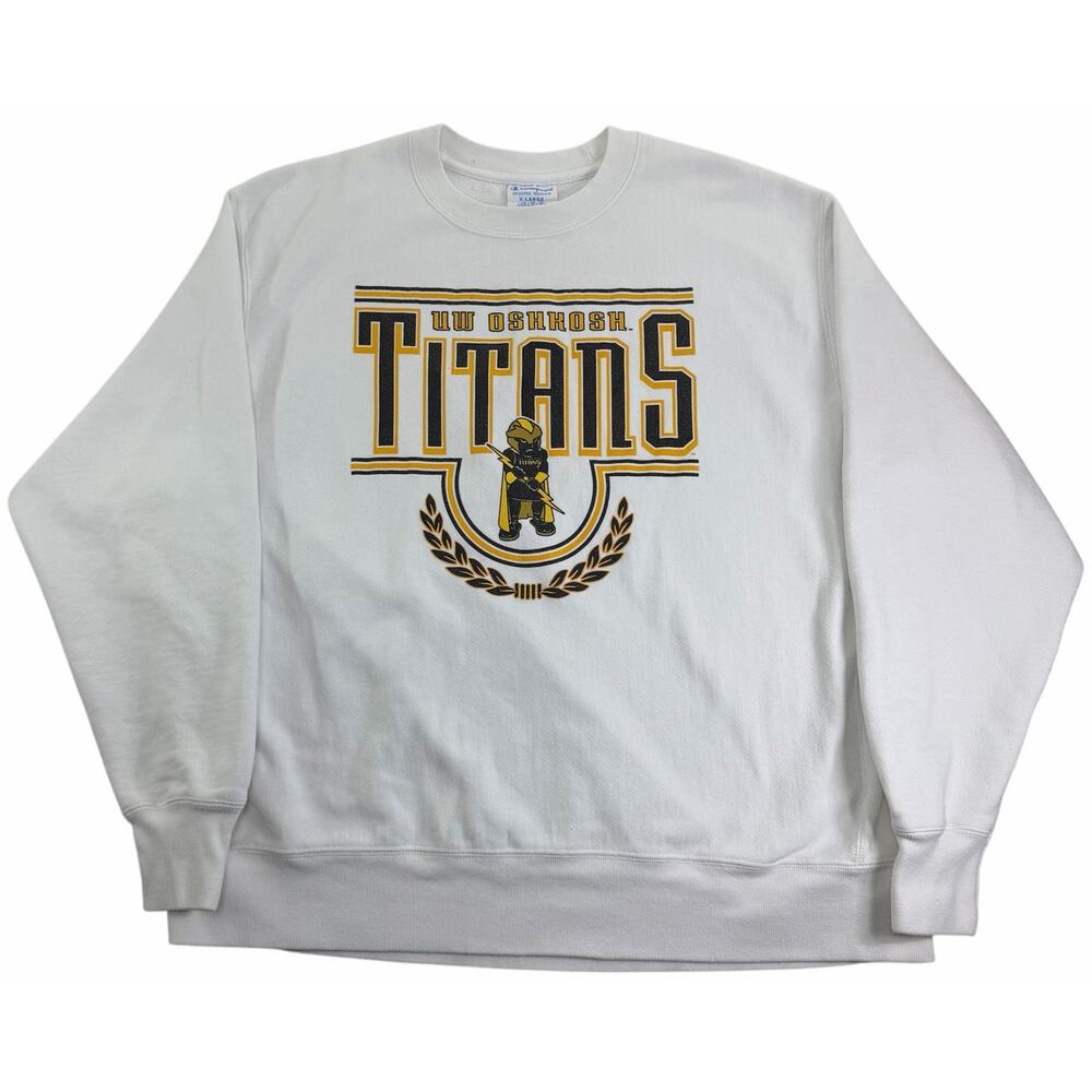 UW Oshkosh Titans Crewneck Champion Reverse Weave Men's XL White Sweatshirt